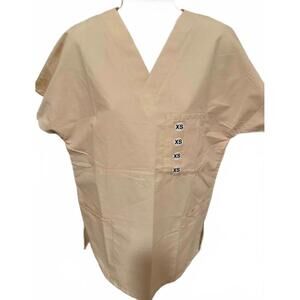 FUNDAMENTALS‎ WOMENS SIZE XSMALL SCRUB TOP TAN/KHAKI NEW